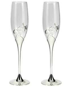 2 Pieces 25th Champagne Flutes - SE2525