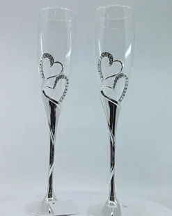 Double Heart Champagne Flutes