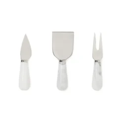 Premium 3-Piece Marble & Stainless Steel Cheese Knife Set