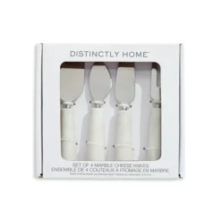 Set Of 4 Marble Cheese Knives