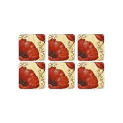 6-Piece Poppy De Villeneuve Coaster Set
