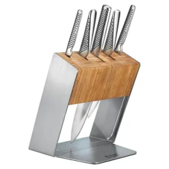 Global Katana 6-Piece Stainless Steel Knives & Block Set
